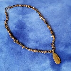Tiger Eye Chip Necklace with a Tiger Eye Pendant